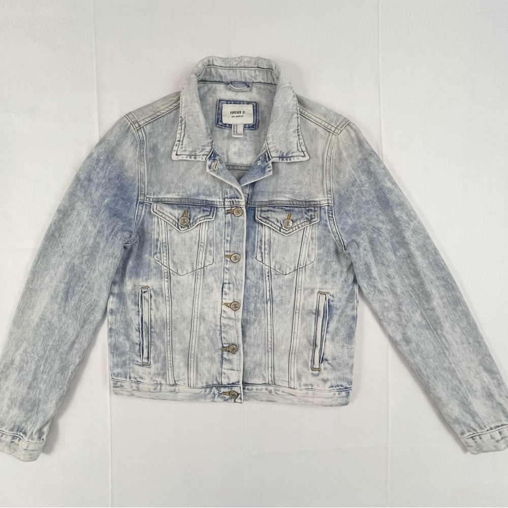Forever 21 Blue Jean Jacket Cropped Classic